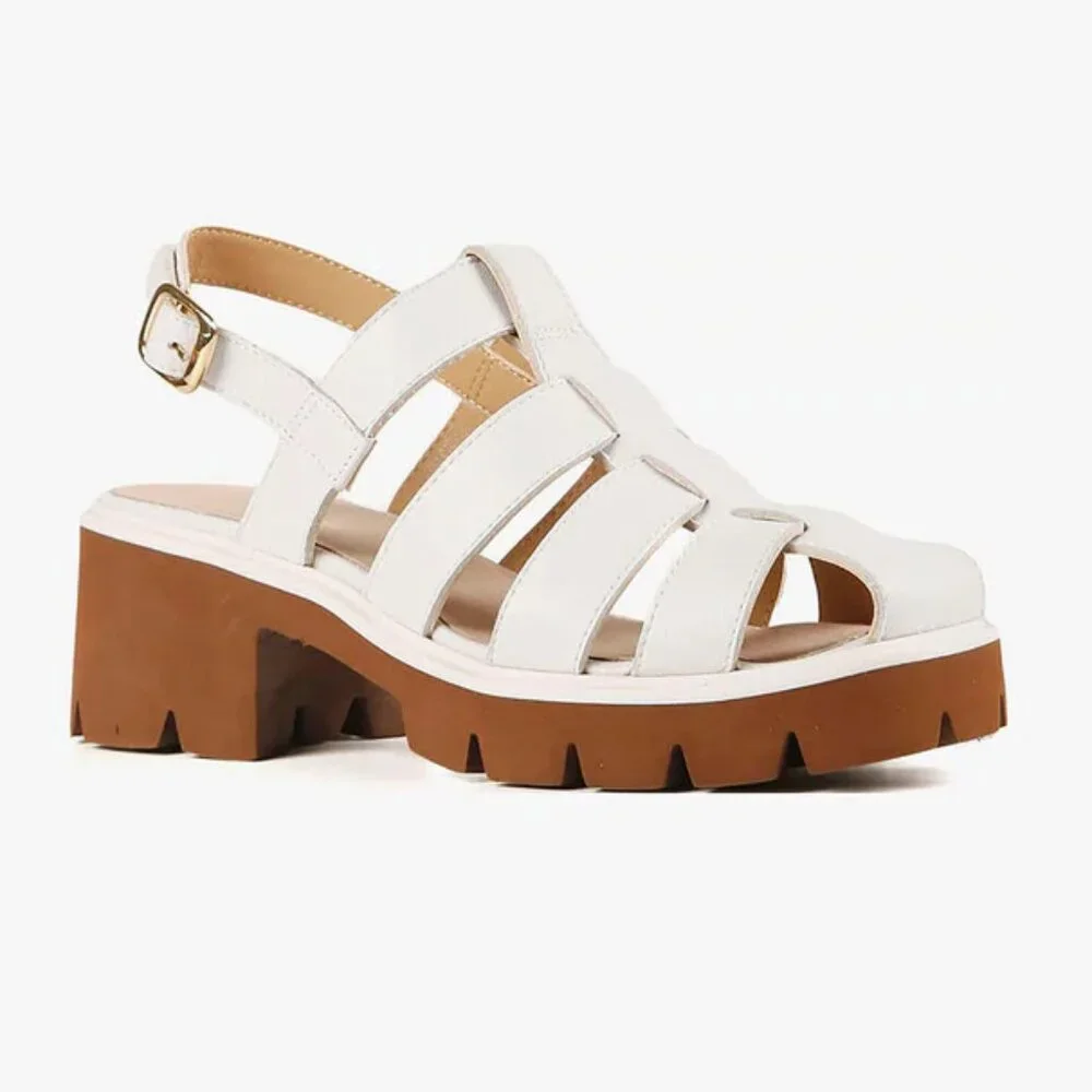 ALL BLACK Brand‎ Womens 10 US 40.5 EU White Leather Gladiator Sandals Shoes